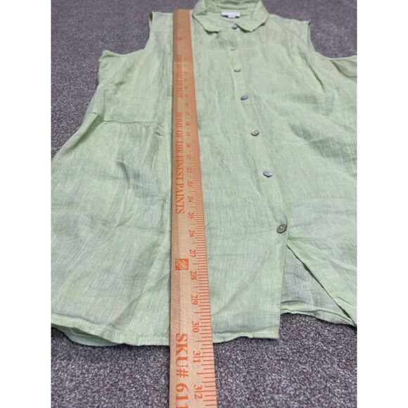 J.Jill Women Love Linen Peplum Back Tunic top sz large Button Up Pintuck Pleated - Picture 6 of 12